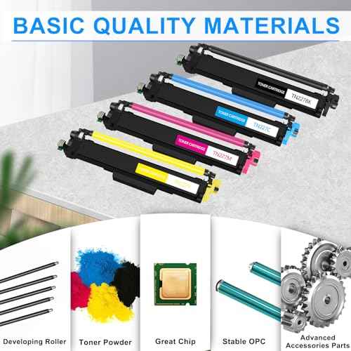 NineLeaf TN227 BK/Y/M/C Toner Cartridge Set Compatible for Brother TN-227 TN223 TN-223 Work with HL-L3230CDN DCP-L3550CDW MFC-L3770CDW HL-L3210CW Printers ( 4 Pack, Black, Cyan, Magenta, Yellow)