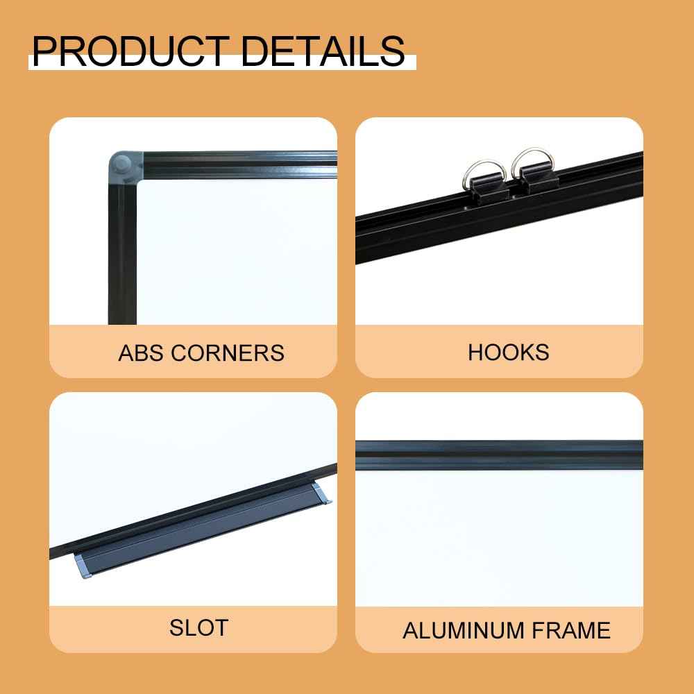 NEWPUTE Black Aluminium Frame Magnetic Dry Erase Board for Wall, 36 X 24 Inches Whiteboard for Home, School, Office, Erasable Small Whiteboards