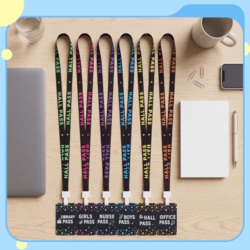Classroom Hall Pass Set - 6 Colorful PVC Student Passes for Teachers & Staff