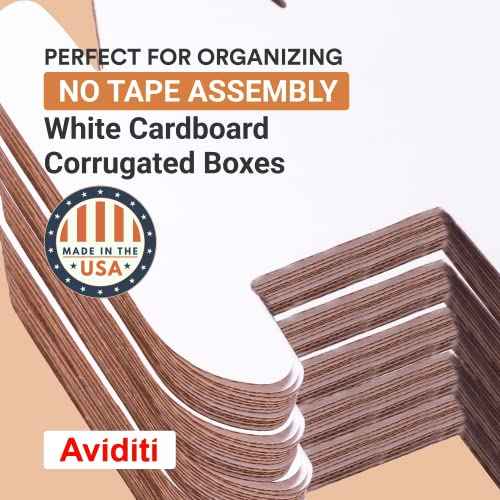 AVIDITI Cardboard Storage Bins, Open Top Bin Box, 10"L x 12"W x 4 1/2"H 25-Pack | Small for Inventory, Organization, Parts, Garage, Warehouse or Home Cubby, Oyster White 8x18x10