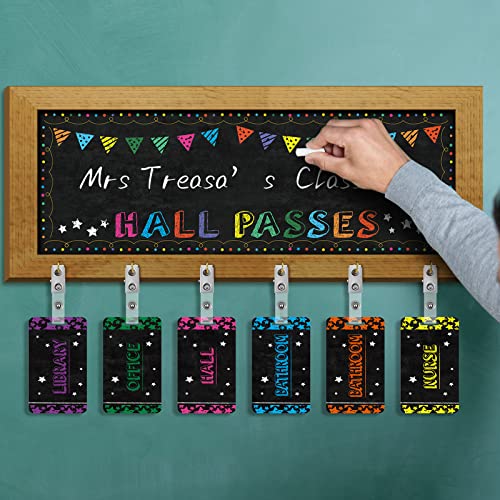 Chuangdi Classroom Hall Pass Set with Rustic Chalkboard - 7 Pieces