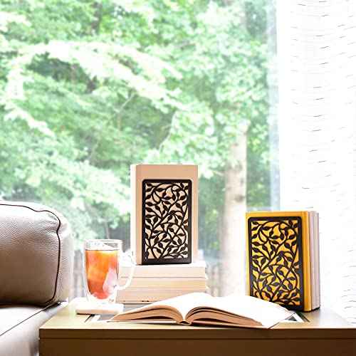 CNK Book Ends Bookends for Decorative Books Holder Bookend Shelves End Hold Heavy Duty Holders Stoppers Metal Stopper Cute Boho Bookshelf Holds Cookbook Office Home Set of 6 Bookends Pair Black