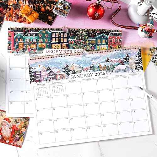2026 Calendar - 2026 Wall Calendar, Jan. 2026 - Dec. 2026 Wall Calendar, 14.8'' x 11.6'', with Julian Dates, Hanging Hole, Thick Paper, Landscape Calendar