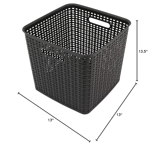 Advantus 40376 Extra Large Weave Bin, 12.64-Inch x 11-Inch, Black, 2/Pack