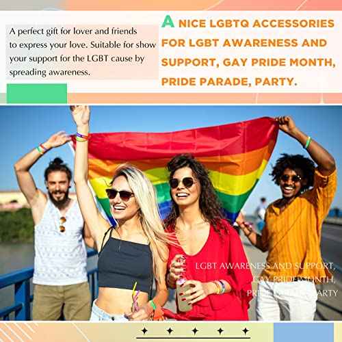 Sotiff 300 Pcs Pride Gay Bracelets Accessories Bulk Rainbow Silicone Rubber Wristbands Parade LGBT Party Favors, 15 Styles