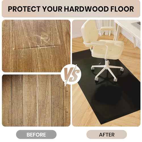 Black Office Chair Mat for Hardwood Floor, 30 x 48 Inch Computer Desk Chair Mat, Plastic Floor Protectors for Chairs, Heavy Duty Wood Tile Floor Mats for Home Laundry Dining Area