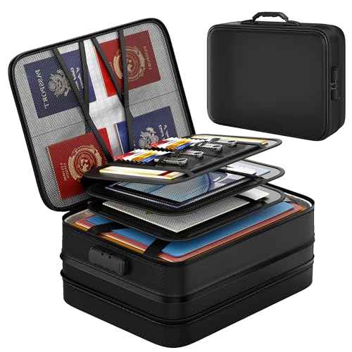 Nacial 5200¢µ Fireproof Document Box with Lock, Expandable Document Organizer, Heat Insulated Fireproof Waterproof Box for File Storage, ?Portable Sturdy Handle for Important Documents Home Travel