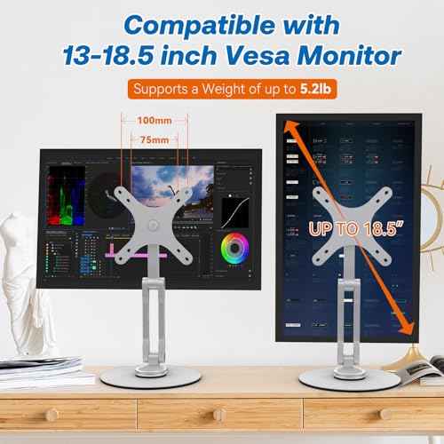 Swivel and Tilt Stand for Echo Show 15 (Gen 1, Gen 2), Portable Monitor Stand, Adjustable Angle and Height with 360¡Æ Rotation Bases, Switching Between Landscape and Portrait Screens (Silver)