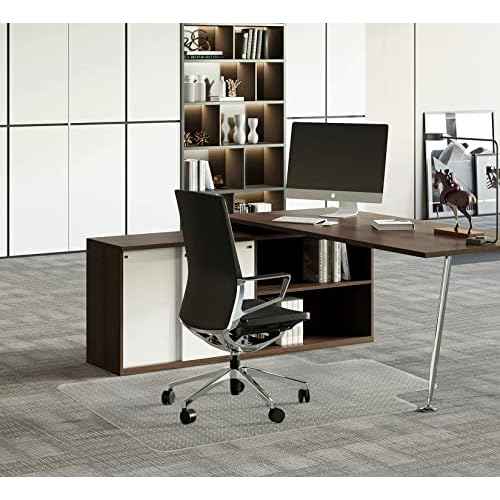 FuturHydro Office Chair Mat for Low Pile Carpet, 48" x 36" Clear Computer Desk Chair Mats for Carpeted Floors, Easy Glide Rolling Plastic Floor Mat (with Lip)