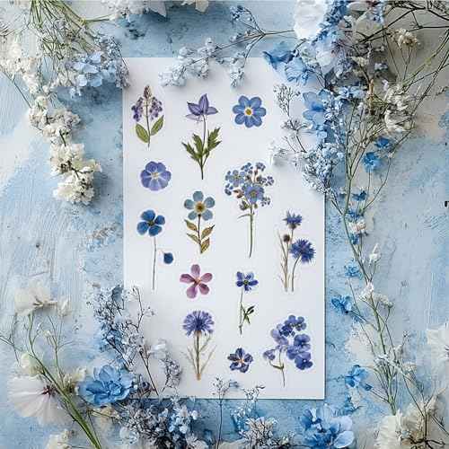 Pressed Flower Stickers(500 Pieces, 36 Sheets), Dried Flower Stickers Scrapbook for Junk Journal Supplies, Scrapbook, Planner, Bullet Journal Supplies