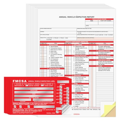 J. J. Keller Annual Vehicle Inspection Report Forms & 10-Pack Labels