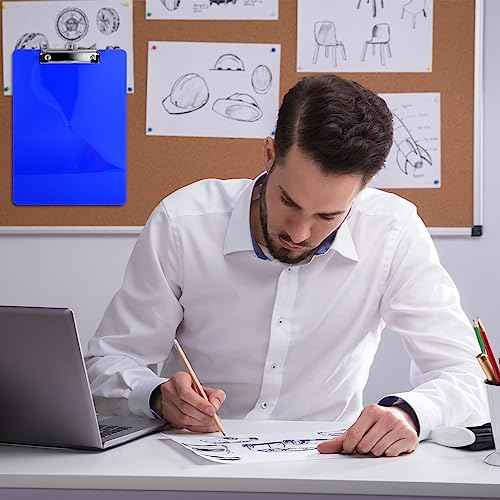 24 Pack Blue Plastic Clipboard with Flat Low Profile Clip Standard A4 Letter Size Acrylic Clipboard Bulk Classroom Back to School Supplies for Offices, School, Nurses, Students, 12.5 x 9 Inch