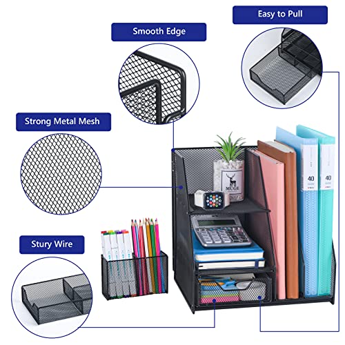 Dark Black Topwey Multifunctional Desk Organizer Set for Office & Study