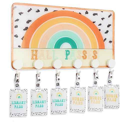 ABAMERICA Hall Passes For Classrooms With Breakaway Lanyard, Bathroom Passes For Classroom Designed In Usa With Acrylic Plate Lifetime Quality Assurance Teaher Classroom Must Haves