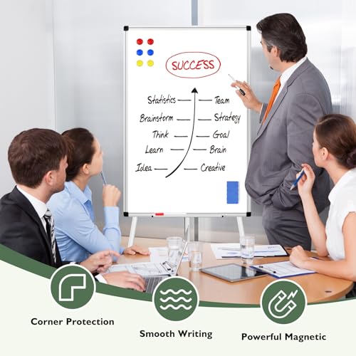 Silver Magnetic Whiteboard Easel Stand 36x24 Dry Erase Board with Adjustable Height