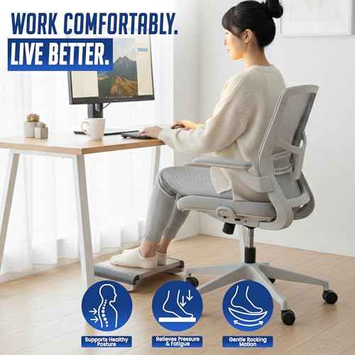 Tiel Ergonomic Foot Rest for Under Desk at Work, Rocking Footrest with Comfort Support, Office Foot Stool for Desk Chair, Leg Rest Stand for Home and Remote Office
