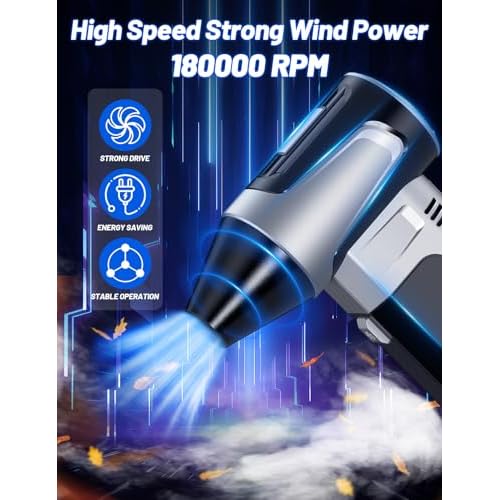 Compressed Air Duster Electric Air Duster Blower Rechargeable 180000RPM with 3 Gear Adjustable Compressed Air Blower Mini Blower Electric for Keyboard PC Home Cleaning Outdoor Car Cleaning