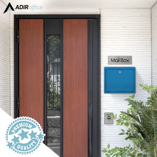 Adir Metal Suggestion Box with Lock & Blue Wall Mount Deposit Box 3x10x12 inch