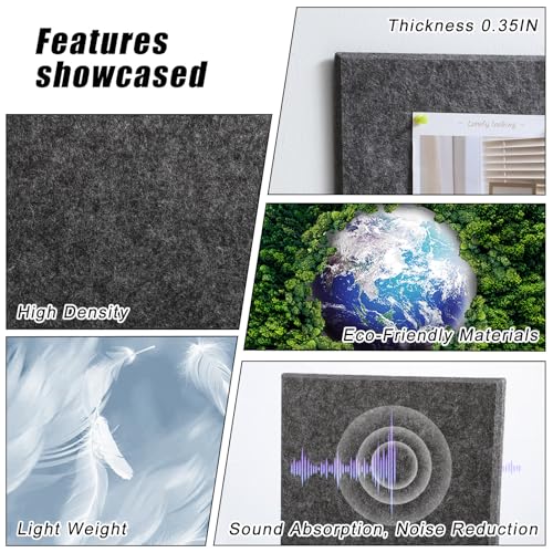 Dark Gray 36x24 Inch Cork Bulletin Board Pack of 6 Felt Pin Boards
