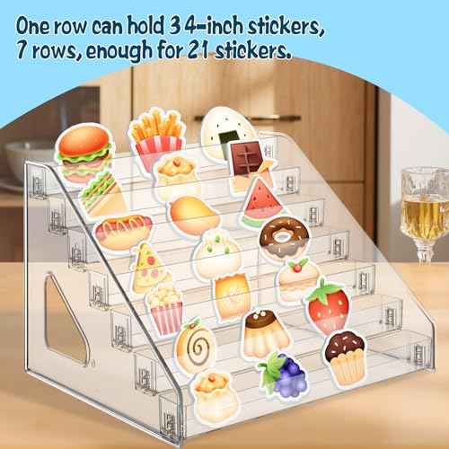 2 Pack 4'' Stickers Display Stand Acrylic Sticker Display Stand Sticker Holder Display for Vendor Events and Small Business Vendors