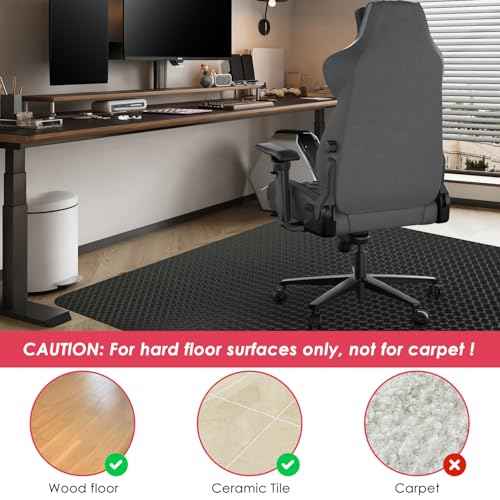 Vicwe Gaming Chair Mat for Hardwood Floor, 48"¡¿36" Office Chair Mat, PVC Computer Chair Mats, Easy Glide, Floor Protector for Rolling Chair-Black