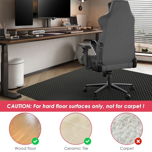 Vicwe Gaming Chair Mat for Hardwood Floor, 60"¡¿46" Large Office Chair Mat, PVC Computer Chair Mats, Easy Glide, Floor Protector for Rolling Chair-Black