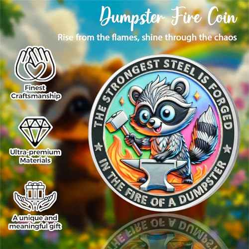 CHURYUML 5Pcs This Little Light of Mine Dumpster Fire Coin Set - Funny Dumpster Fire Gifts, Hilarious Novelty Pocket Token Inspirational Office Gifts for Coworkers Colleagues Staff Women Men