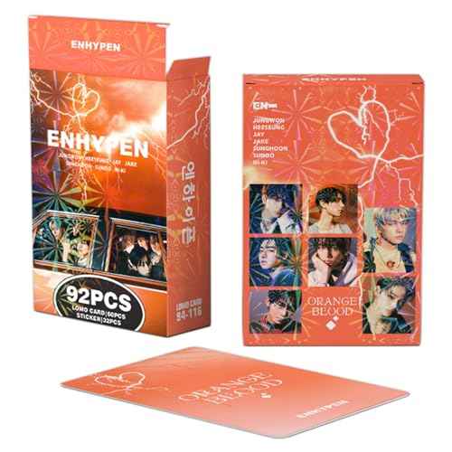92 PCS Photocards Orange Blood Mini Album 60 PCS Lomo Cards Set, 32 PCS Kpop Stickers, Gift Merchandise for Boys and Girls