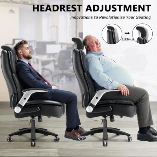 Zonelucky Black Heavy-Duty Big & Tall Office Chair, 600 lb Rated Ergonomic Desk Chair