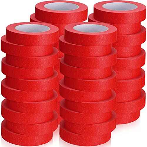 Fainne 20 Rolls Red Painters Masking Tape Bulk Roll 1 Inch x 55 Yard, General Purpose Paint Tape Removable Adhesive Multi Surface Paper for Painting Labeling Back to School Supplies(Red)