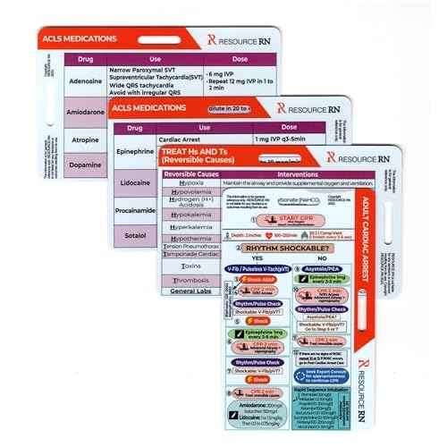 Advanced Cardiac Life Support (ACLS) Badge Buddy ? 2-Card Set | Quick Reference Guide for Emergency & Critical Care | Horizontal & Vertical Compatible