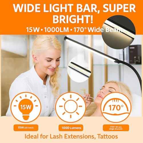 Floor Lamp, LED Standing Lamp with Remote & Touch Control, Dimmable Brightness & 3 Color Temperatures, Adjustable Gooseneck Reading Light for Living Room, Bedroom, Office