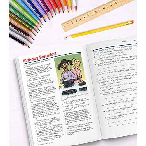 Spectrum Reading Comprehension 4th Grade Workbooks, Summarizing Nonfiction and Fiction Passages, Identifying Themes, and More, Classroom or Homeschool Curriculum
