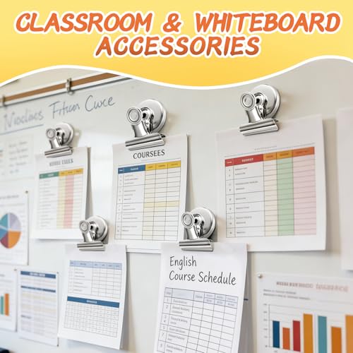 VNDUEEY Silver 20 Pack Refrigerator & Whiteboard Strong Magnetic Clips