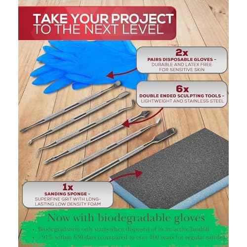 Milliput Plumbers Putty 10 Piece Set, Superfine White - with Sculpting Tools, Sanding Pad and Gloves - Ceramic Tile, Fiberglass Tub, Bath, Sink and Porcelain Repair Kit - 2 Part Epoxy Modeling Clay