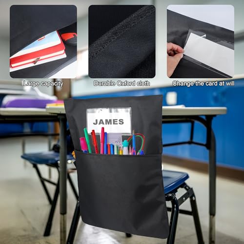 BingLzzr 24 Pack Black Classroom Chair Pockets 19.5x16.5 Inches School Storage