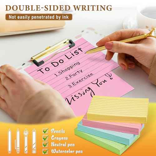 300 Count Colored Index Cards, 3x5 Inches Flash Cards, Lined Notecards Ruled Study Card Flashcards Heavy Note Cards for Studying, Learning, School, College
