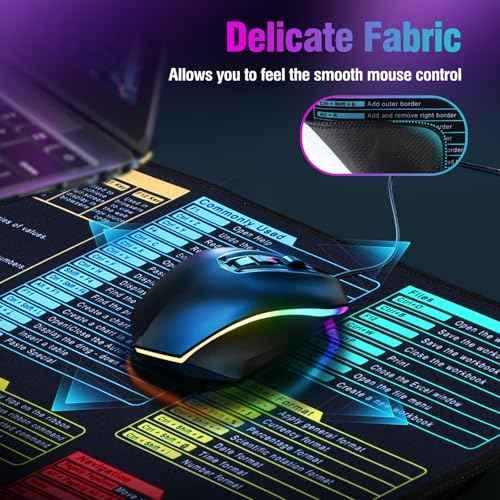 Excel Cheat Sheet Desk Pad Mat (11.8x31.5in) - XL Excel Formulas Shotcuts Mouse Pad Cheat Sheet Excel Function Modules & Waterproof | 3mm Non-Slip Pc Keyboard Cover | Office/Gaming Large XL Mouse Pad
