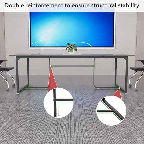 8FT Conference Table,94.4 L x 47.2 W x30.7 H Meeting Seminar Table with Grommet,Stability Enhancement,Large Conference Room Table for Office Meeting (Gray)