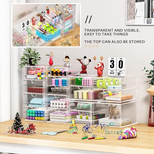 Caktraie 16-Drawer Acrylic Makeup & Desk Organizer for Home & Office - Clear Storage Solution