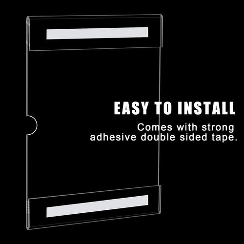 xydstay 6pack Acrylic Wall Sign Holder with Tape,8.5 X 11 Wall Mount Clear Plastic Sign Holder, Memo Document Menu Holder for Restaurant, Office, School, Store and Home Use,No Drilling