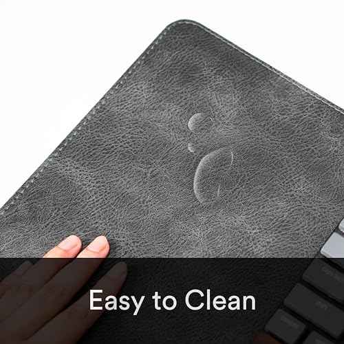 Premium Distressed Faux Vegan Leather Desk Mat | Multifunctional Desk Pad for Home Office | (Black/Grey, 12" x 27.5")