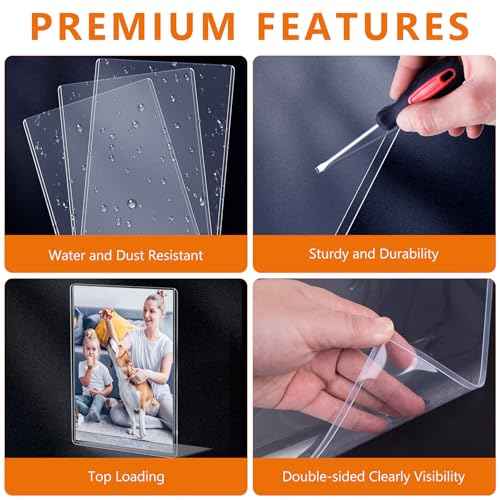 50PCS 6" x 9" Rigid Print Protectors Clear Hard Plastic Large Card Sleeves for Jumbo Card, Top Loading Rigid Card Sheet Protectors for Postcards, Photos, Trading & Sports Cards