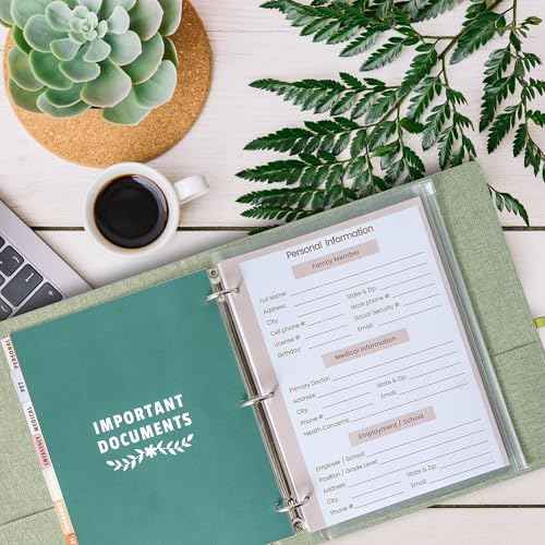 Life Book Document Organizer Folio, End of Life Planner 3 Ring Binder for 8.5x11" Important Papers, Aesthetic Linen In Case If I Die File Folder (Sage)