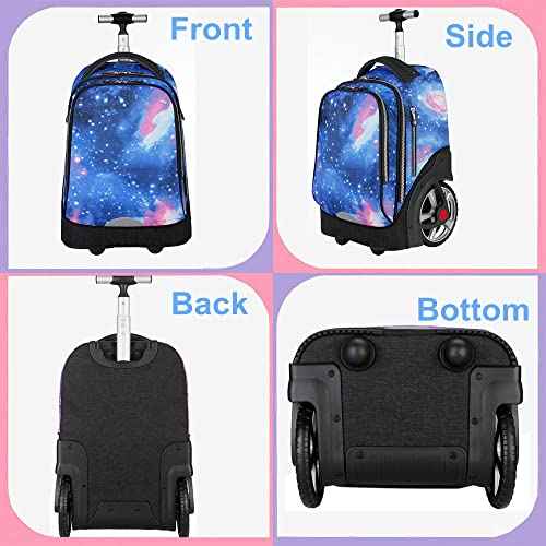 Rolling Laptop Bag for 14 Inch Laptop, Waterproof with Wheels for Business,and Travel Commuter, 19 Inch Laptop Bag with Wheel,Roller Travel Bag-Blue