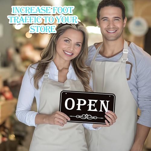 Open Closed Signs for Business, 12x6.7 Waterproof Double Sided Come In or Closed Hanging Sign, Business Open and Closed Hours Flip Sign for Stores Restaurants Bars Shops Door Window