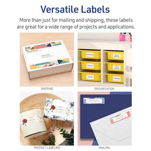 Avery Printable Shipping Labels with Sure Feed, 2" x 4" Customizable Stickers, White, 500 Blank Mailing Labels, Great for Mailing, Shipping, and More (5-Pack of 18163)
