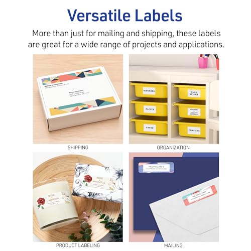 Avery 2" x 4" Printable Shipping Labels - Pack of 1, 250 Customizable White Stickers for Mailing & Packaging