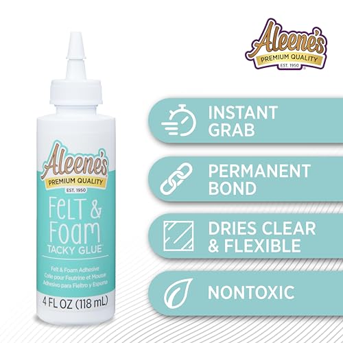 Aleene's Felt & Foam Tacky Glue 4 fl oz – Fast-Grab Clear-Drying Craft Adhesive