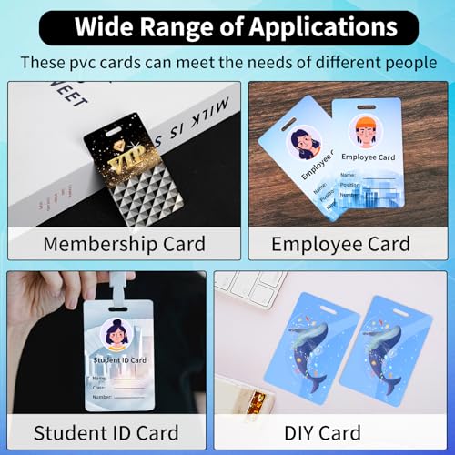 WAYASDCU 200PCS Blank Badge Cards with Slot Punch CR80 30Mil, PVC ID Cards for Business Office